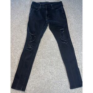 Hollister Stacked Skinny Mens‎ Jeans 33x32 Distressed Black Stretch